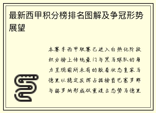 最新西甲积分榜排名图解及争冠形势展望